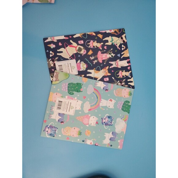 2 Pocket Folder 3 Prong Plastic Novelty Print Cat Dogs Greenroom - Picture 5 of 9